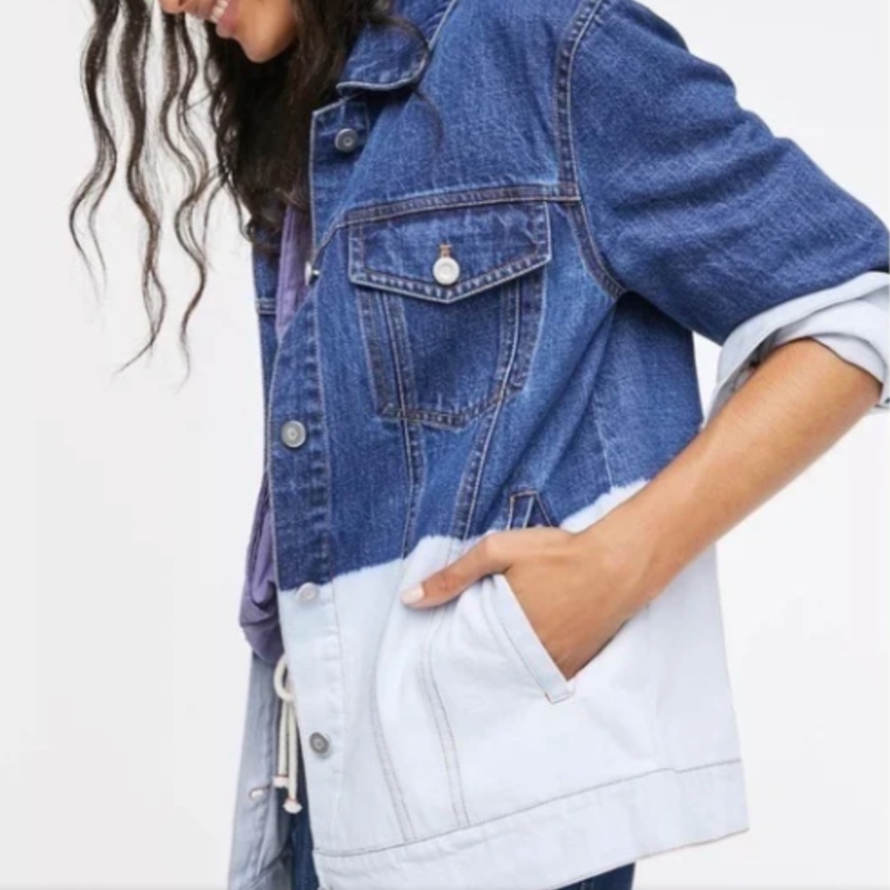 Anthropologie Evanna Dip Dye Denim Trucker Jacker